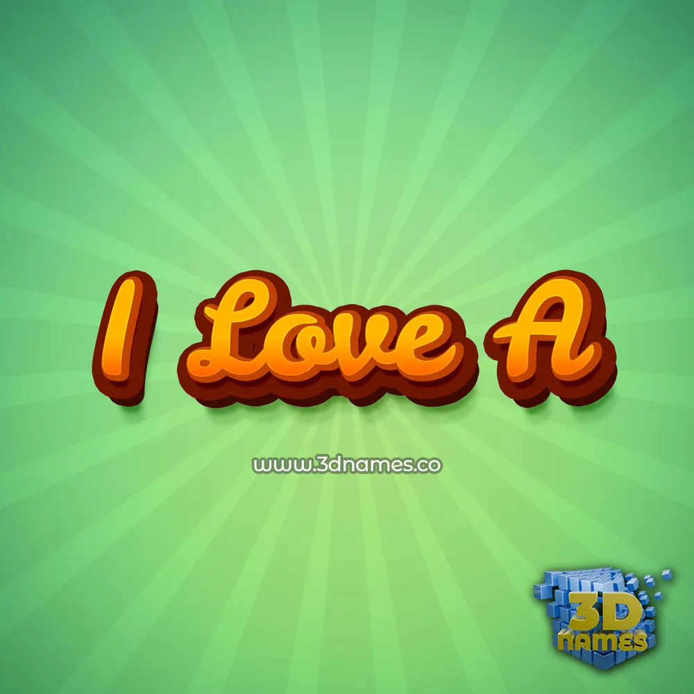 i love a in Green Rays style - 3D name wallpaper
