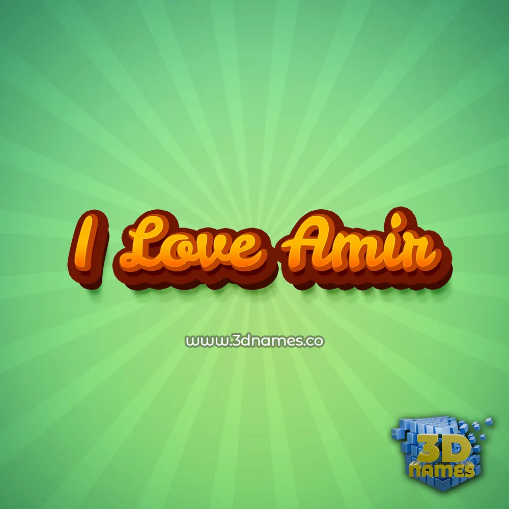 i love amir in Green Rays style - 3D name wallpaper
