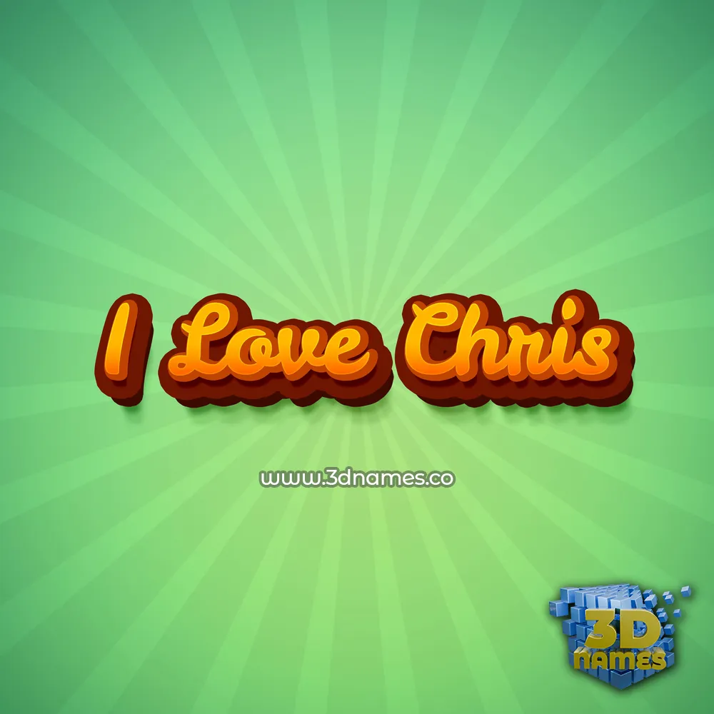 i love chris in Green Rays style - 3D name wallpaper