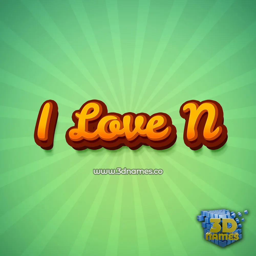 i love n in Green Rays style - 3D name wallpaper