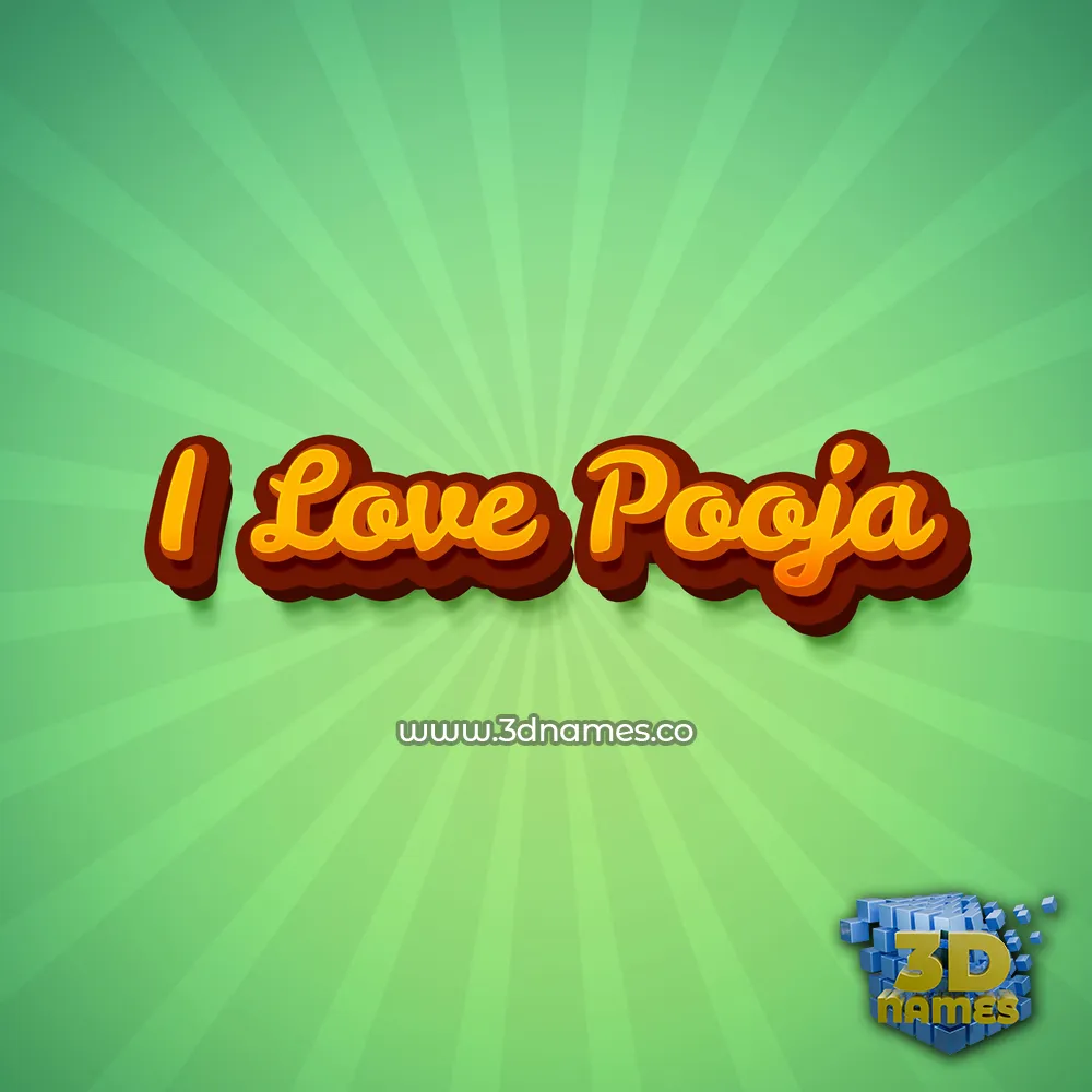 i love pooja in Green Rays style - 3D name wallpaper