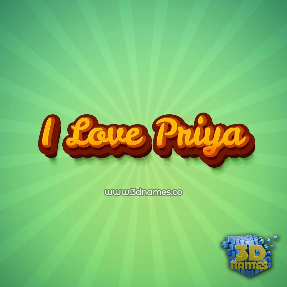i love priya in Green Rays style - 3D name wallpaper