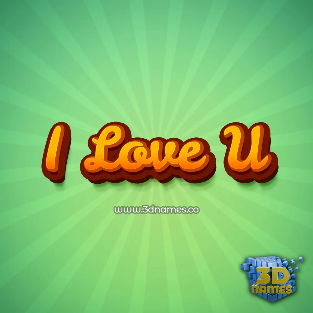 i love u in Green Rays style - 3D name wallpaper