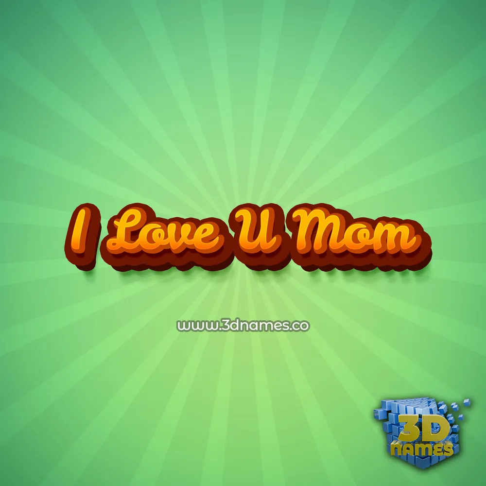 i love u mom in Green Rays style - 3D name wallpaper