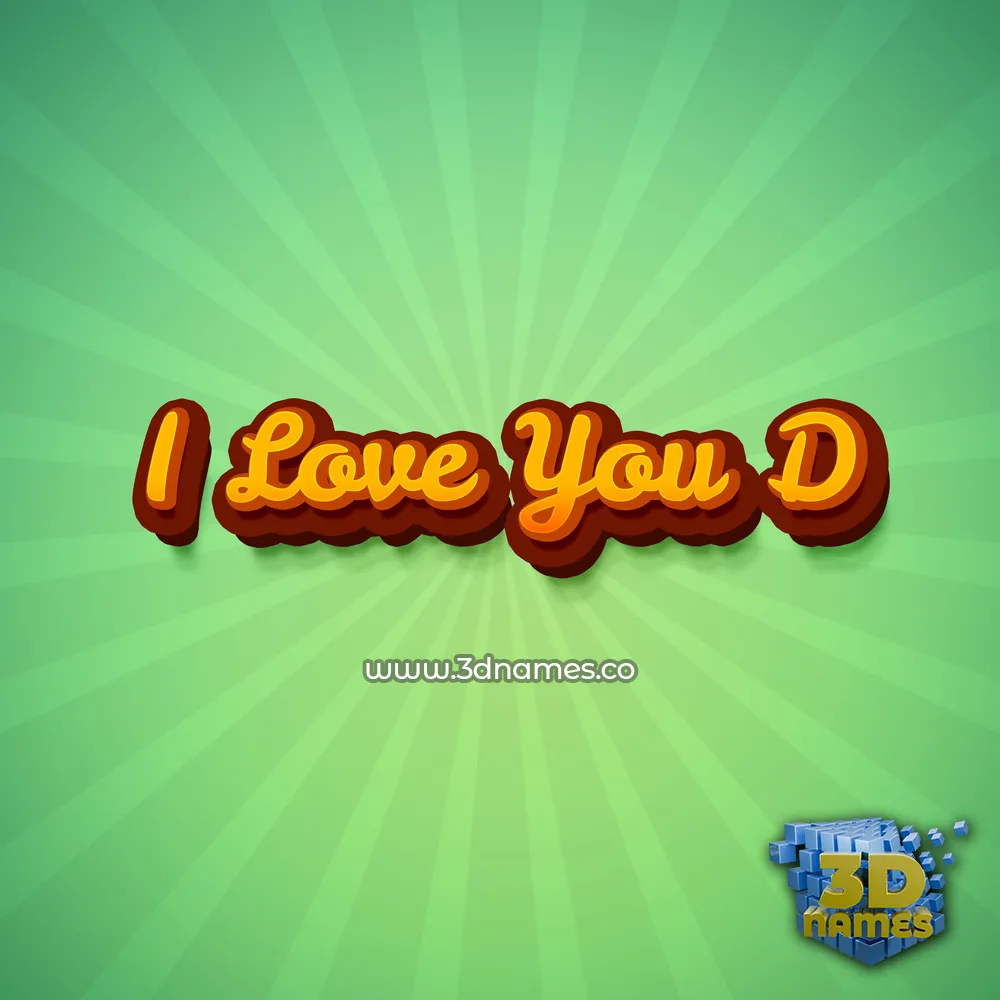 i love you d in Green Rays style - 3D name wallpaper
