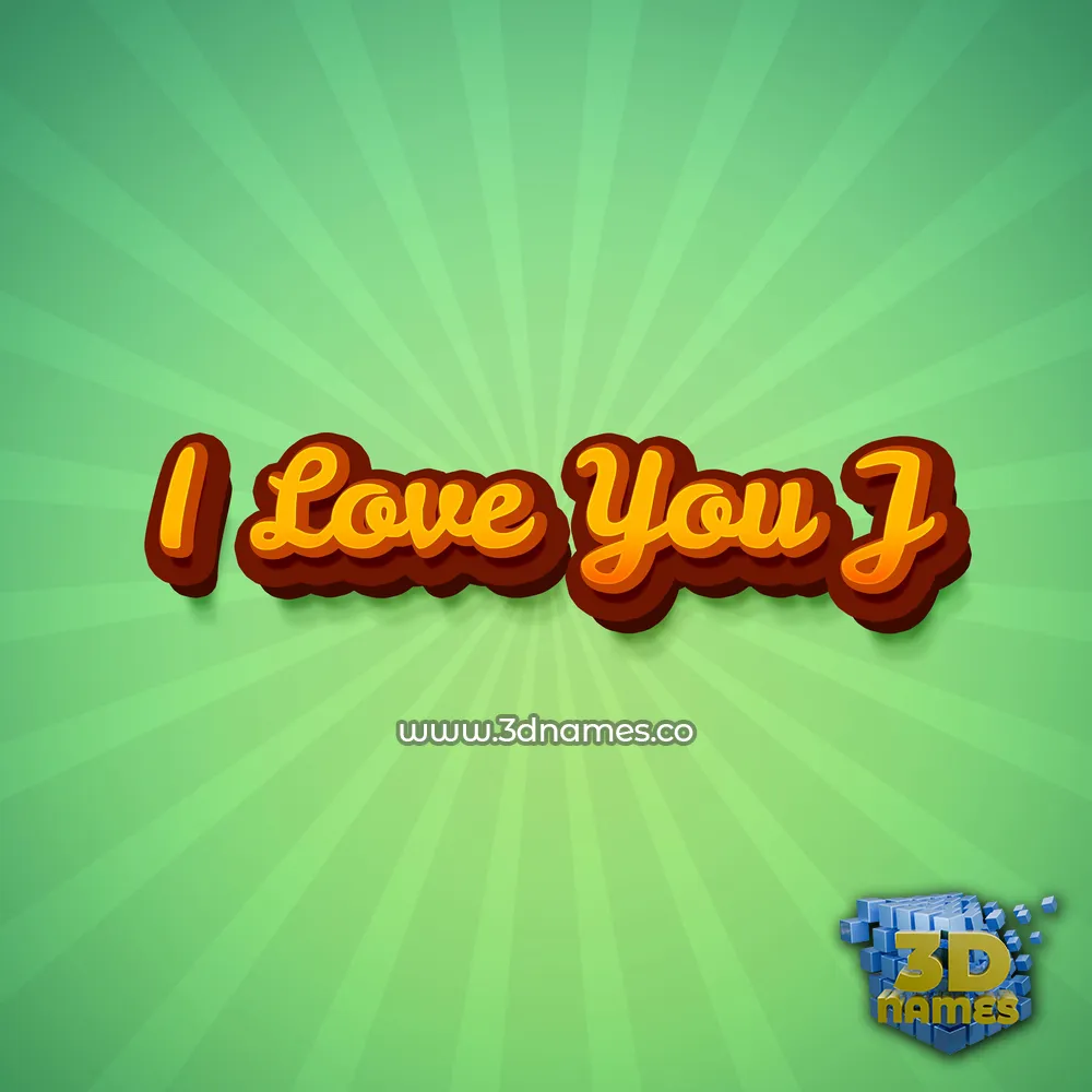 i love you j in Green Rays style - 3D name wallpaper