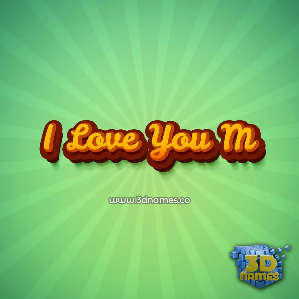 i love you m in Green Rays style - 3D name wallpaper