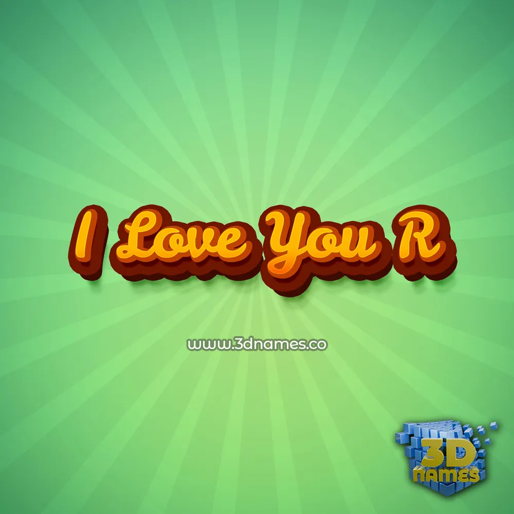 i love you r in Green Rays style - 3D name wallpaper
