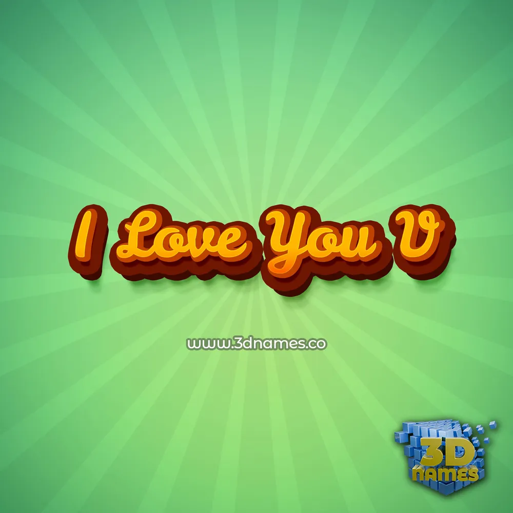 i love you v in Green Rays style - 3D name wallpaper