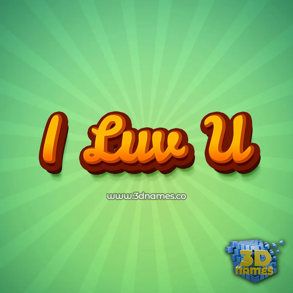 i luv u in Green Rays style - 3D name wallpaper