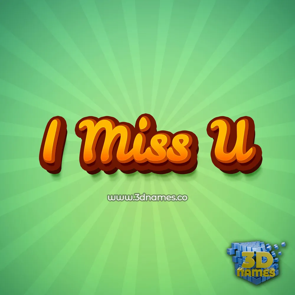 i miss u in Green Rays style - 3D name wallpaper