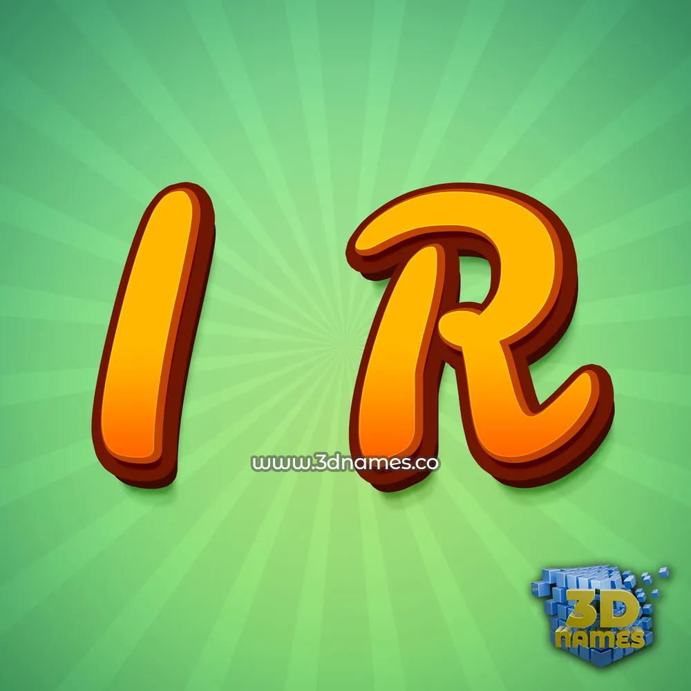 i r in Green Rays style - 3D name wallpaper