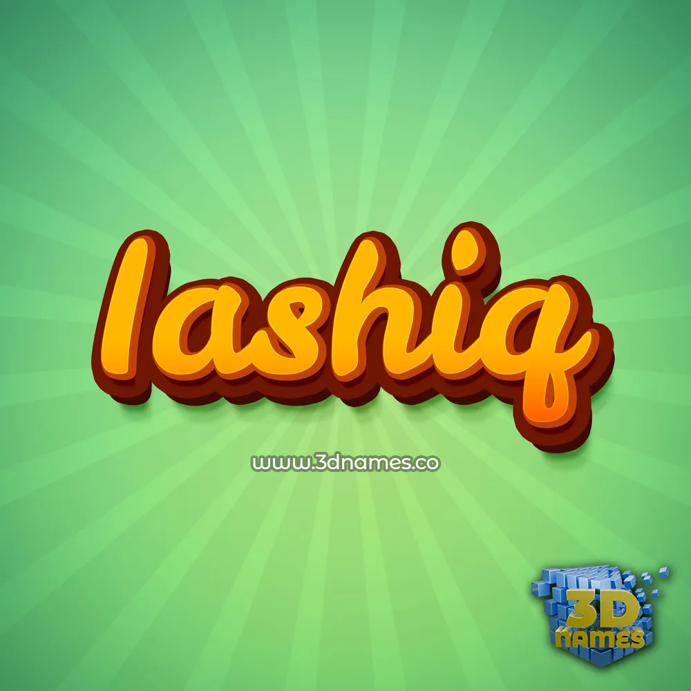 iashiq in Green Rays style - 3D name wallpaper