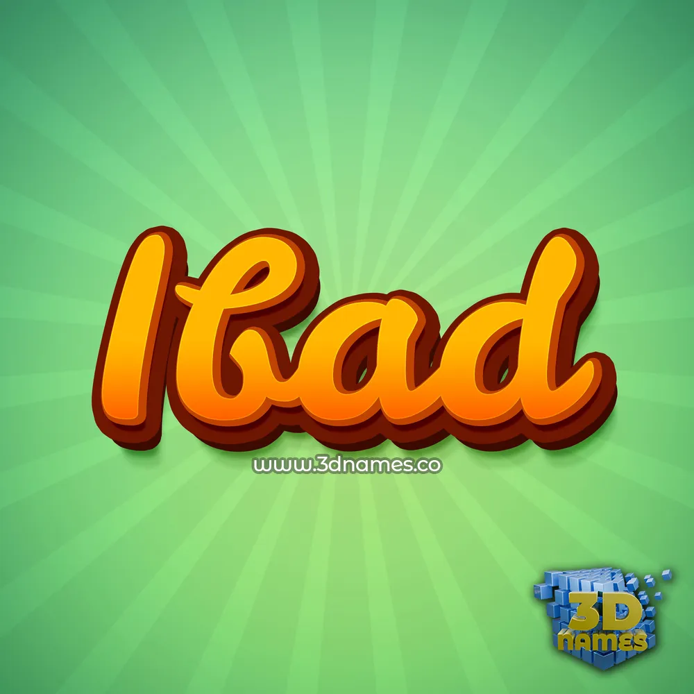 ibad in Green Rays style - 3D name wallpaper