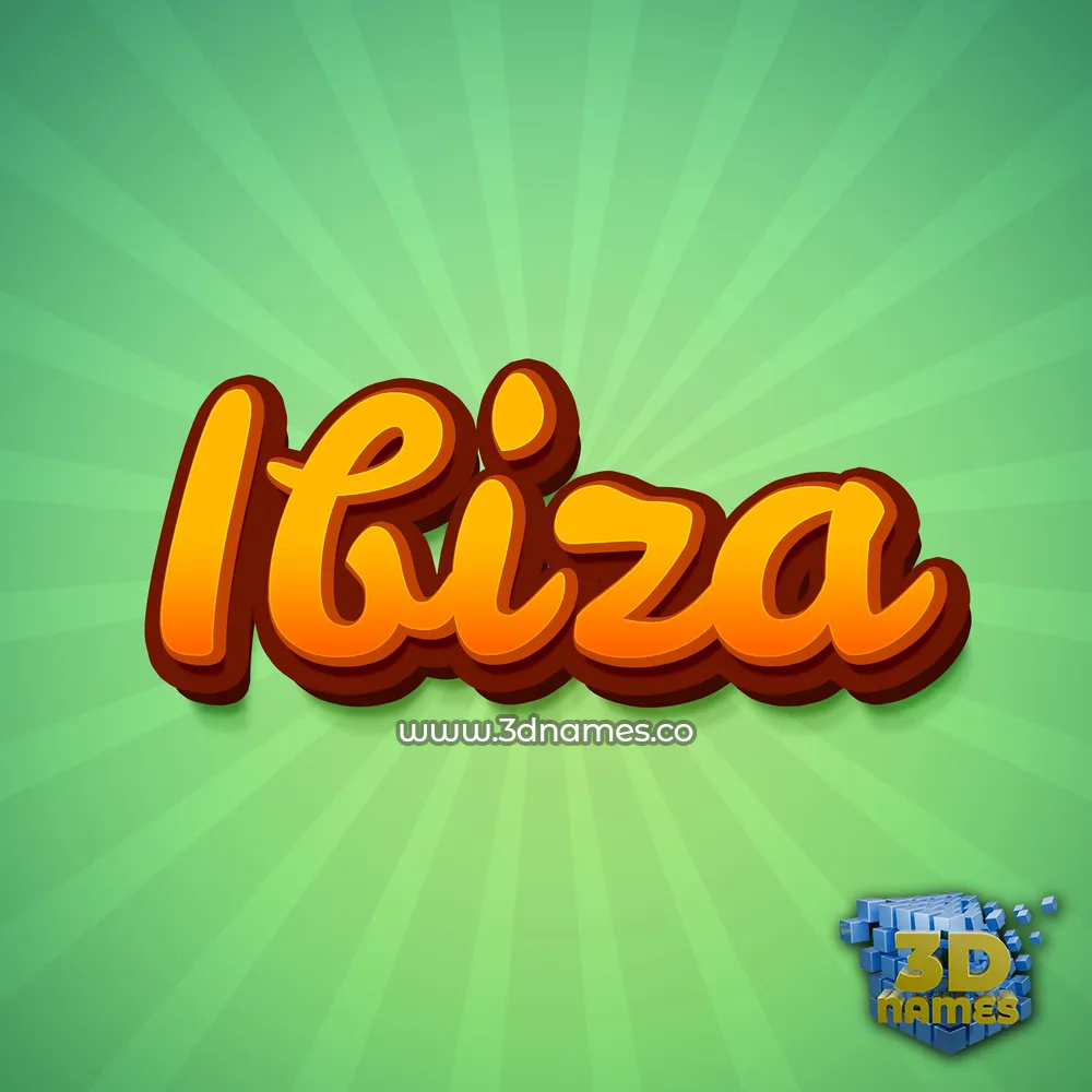 ibiza in Green Rays style - 3D name wallpaper