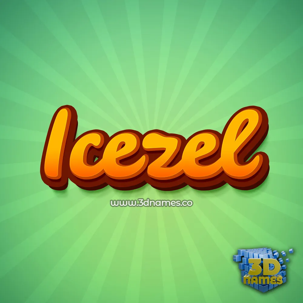 icezel in Green Rays style - 3D name wallpaper