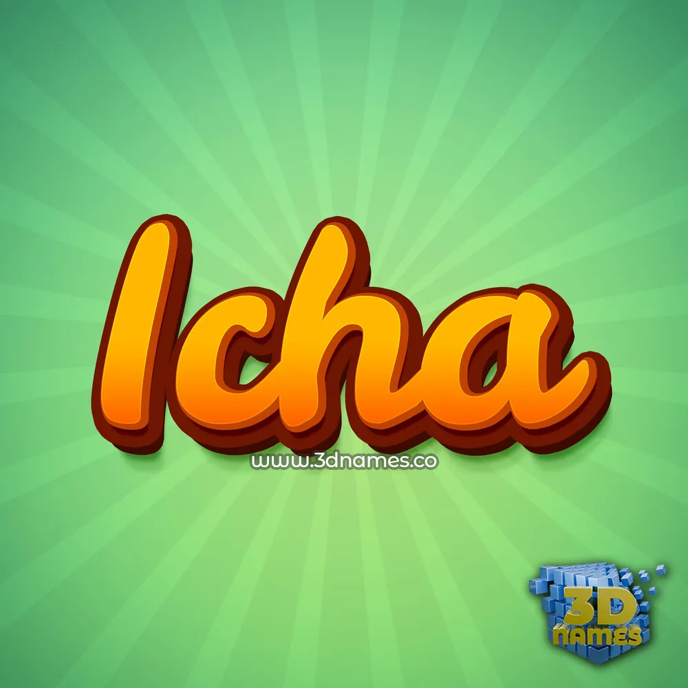 icha in Green Rays style - 3D name wallpaper