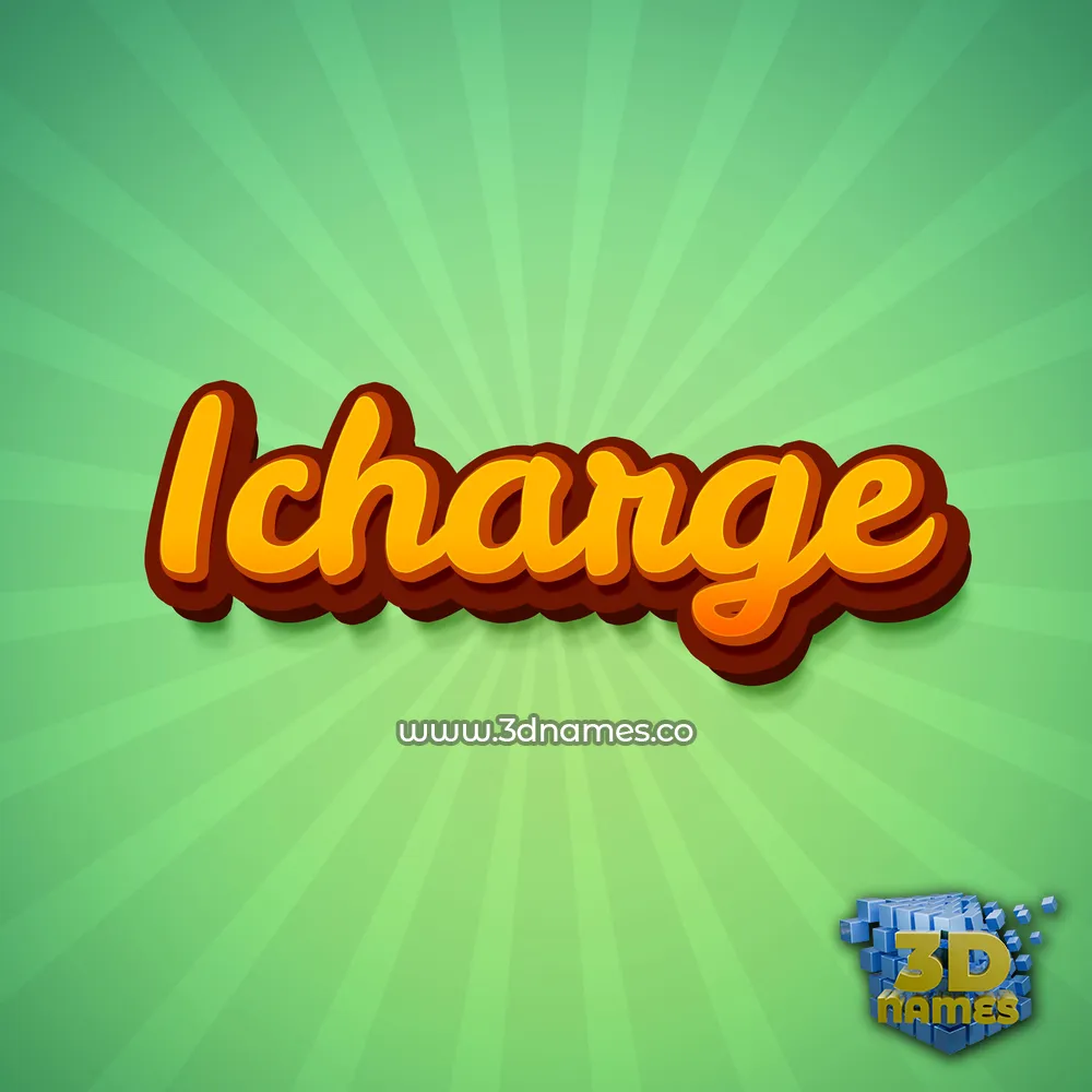 icharge in Green Rays style - 3D name wallpaper