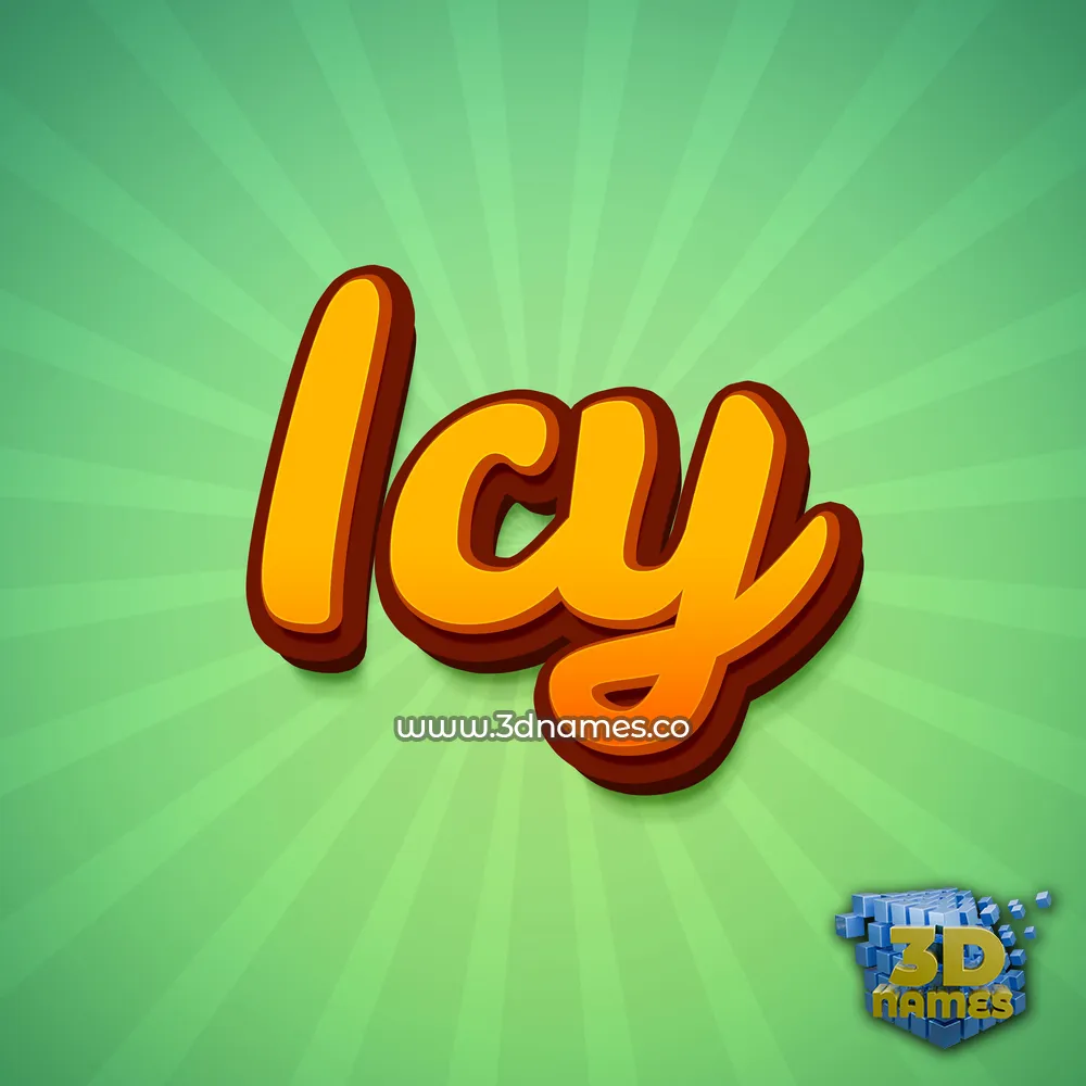 icy in Green Rays style - 3D name wallpaper