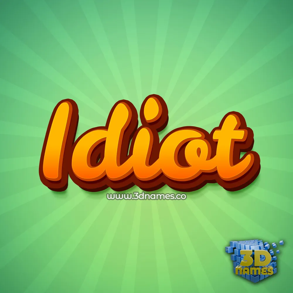 idiot in Green Rays style - 3D name wallpaper