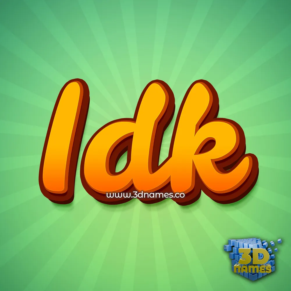 idk in Green Rays style - 3D name wallpaper