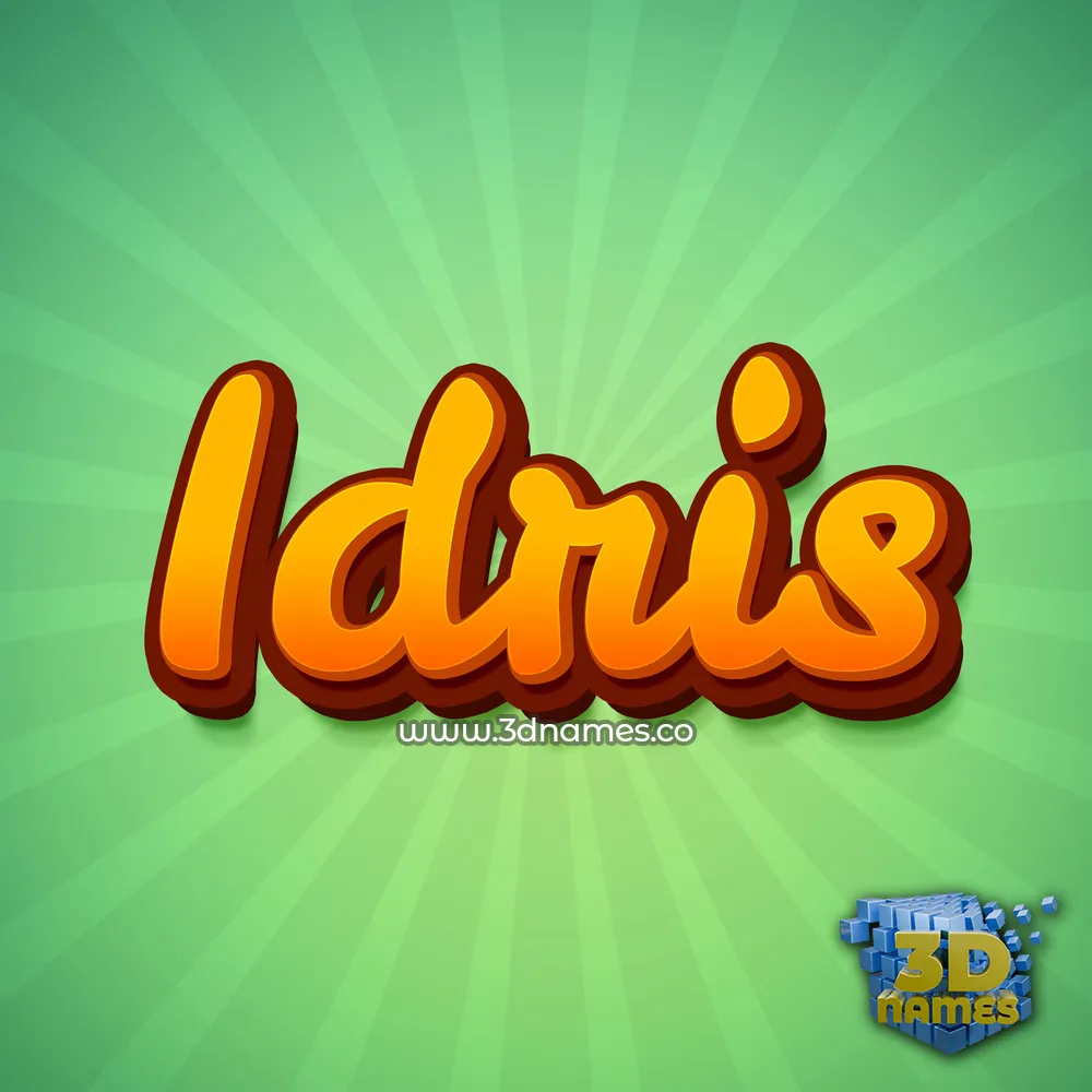 idris in Green Rays style - 3D name wallpaper
