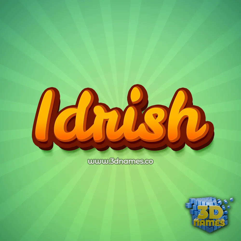 idrish in Green Rays style - 3D name wallpaper