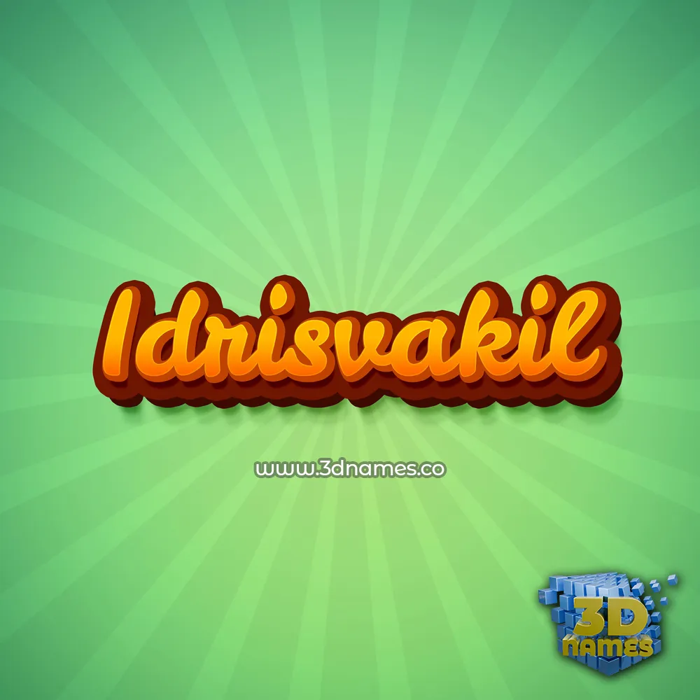 idrisvakil in Green Rays style - 3D name wallpaper
