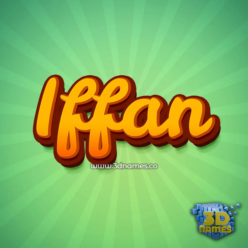 iffan in Green Rays style - 3D name wallpaper