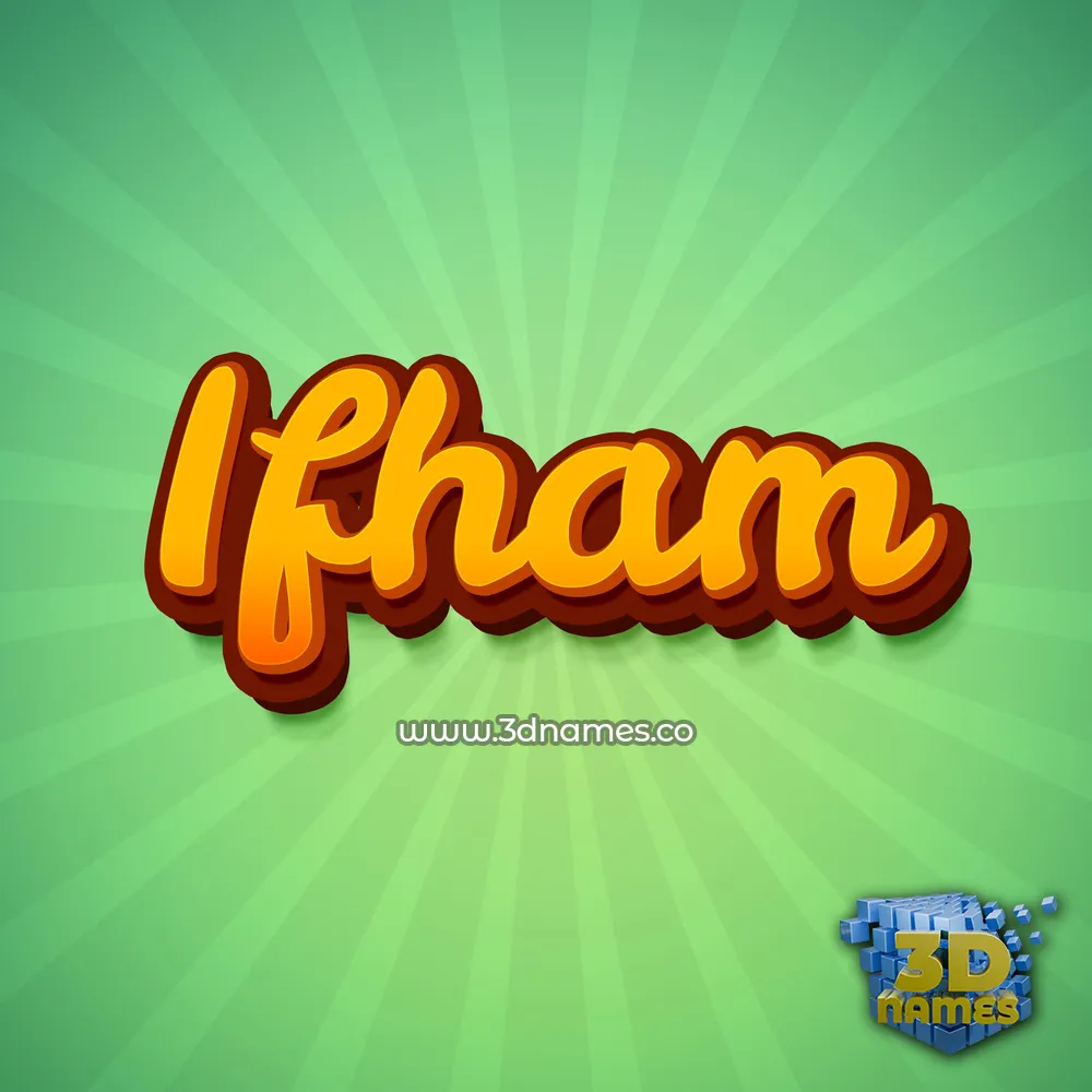 ifham in Green Rays style - 3D name wallpaper