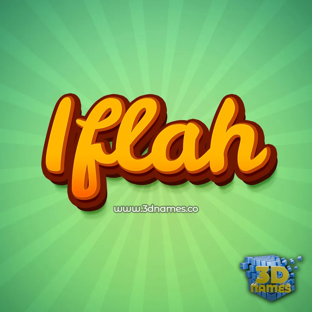 iflah in Green Rays style - 3D name wallpaper
