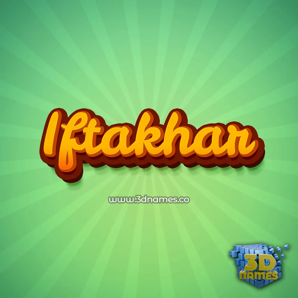 iftakhar in Green Rays style - 3D name wallpaper