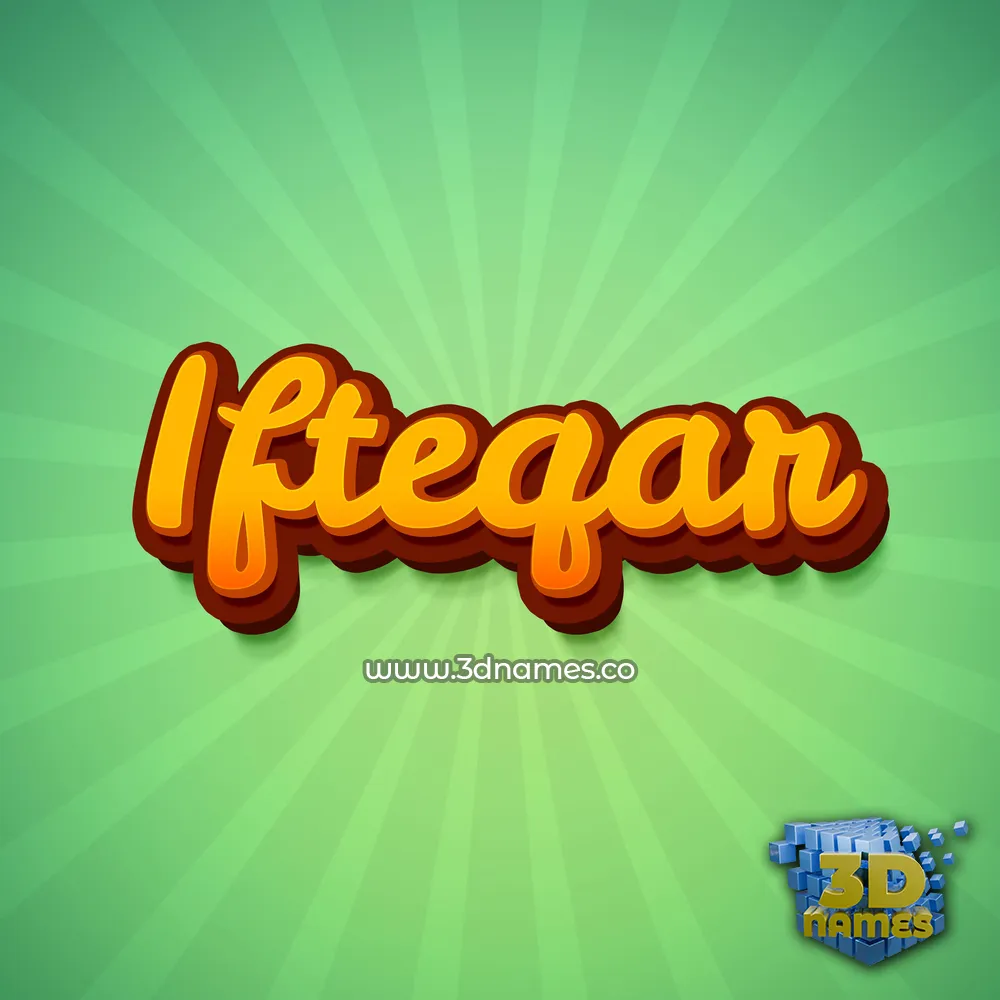 ifteqar in Green Rays style - 3D name wallpaper