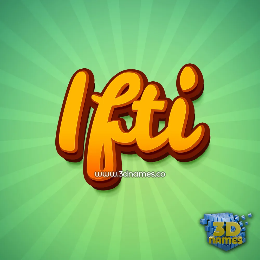 ifti in Green Rays style - 3D name wallpaper
