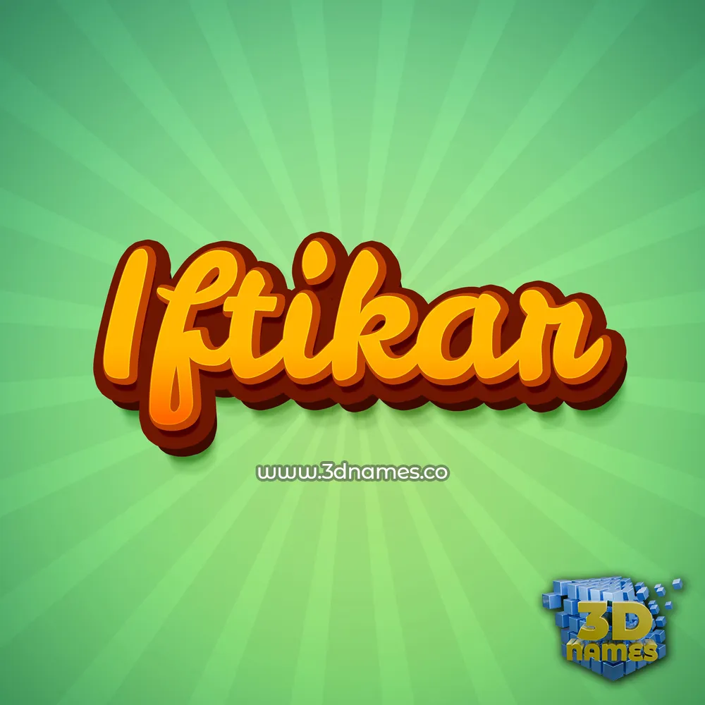 iftikar in Green Rays style - 3D name wallpaper