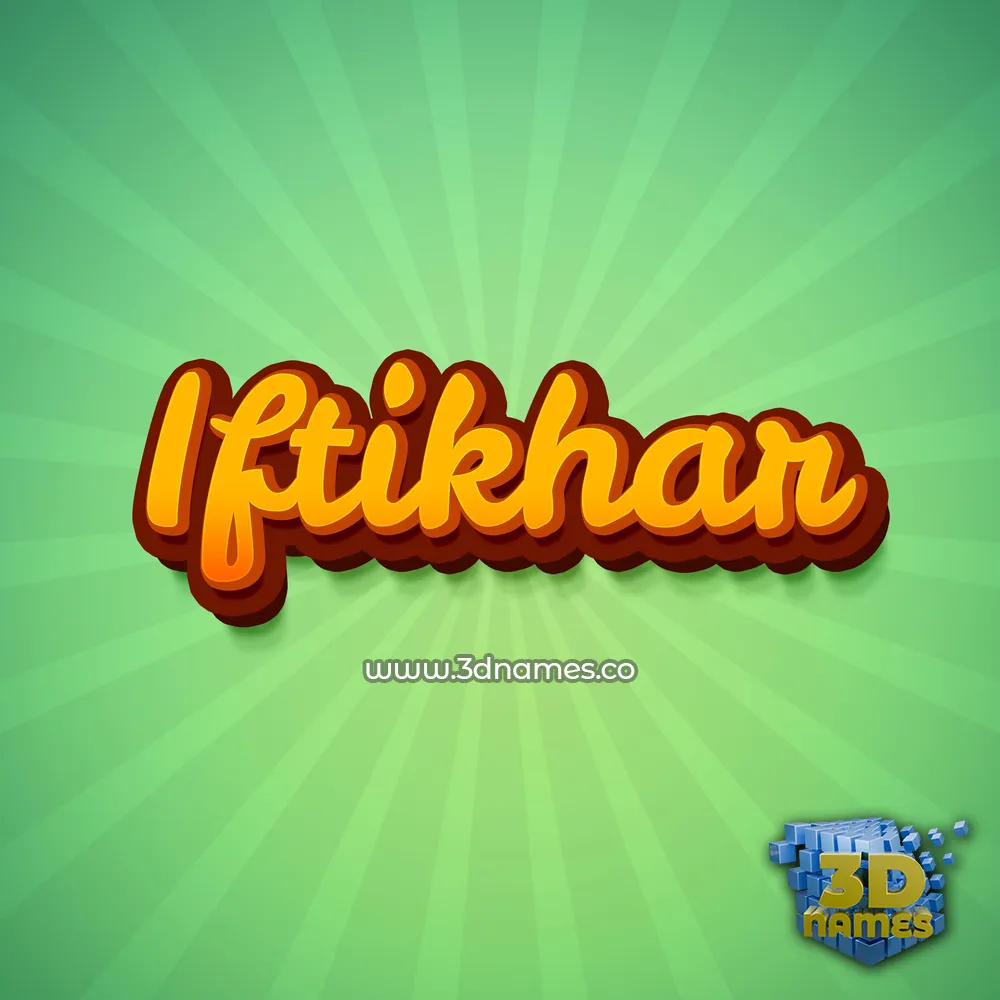 iftikhar in Green Rays style - 3D name wallpaper
