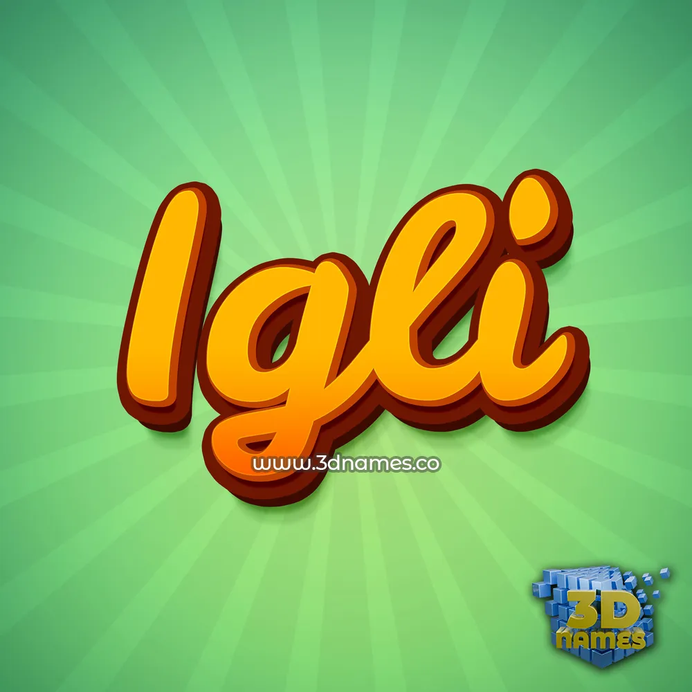 igli in Green Rays style - 3D name wallpaper