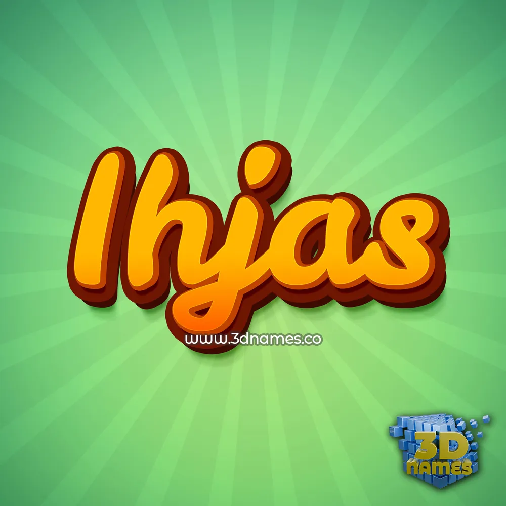 ihjas in Green Rays style - 3D name wallpaper