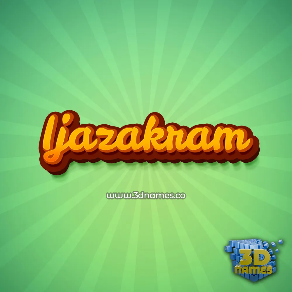 ijazakram in Green Rays style - 3D name wallpaper