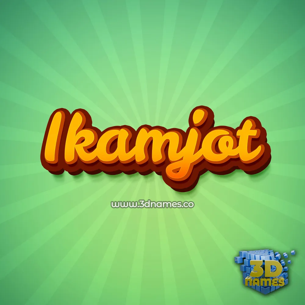 ikamjot in Green Rays style - 3D name wallpaper