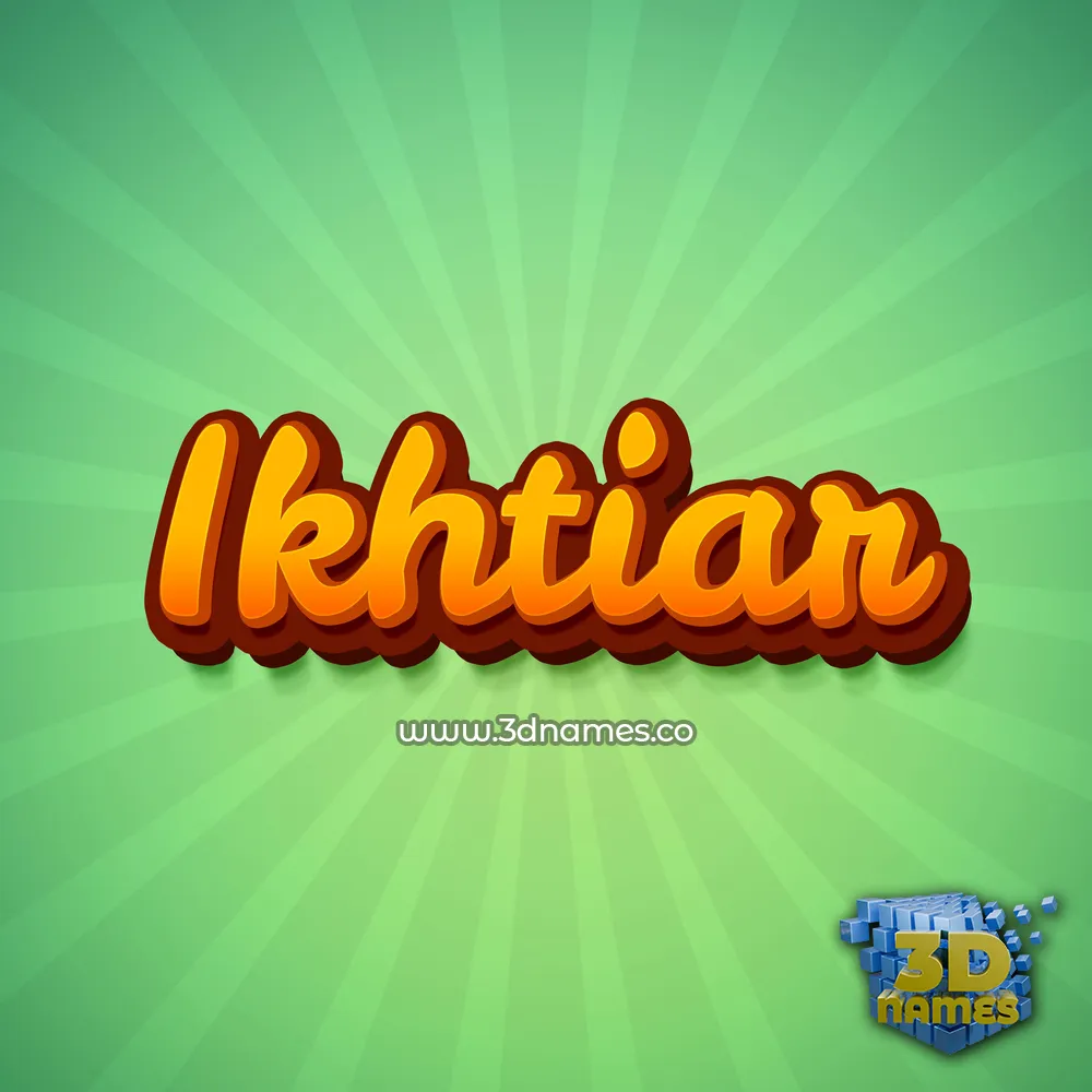 ikhtiar in Green Rays style - 3D name wallpaper