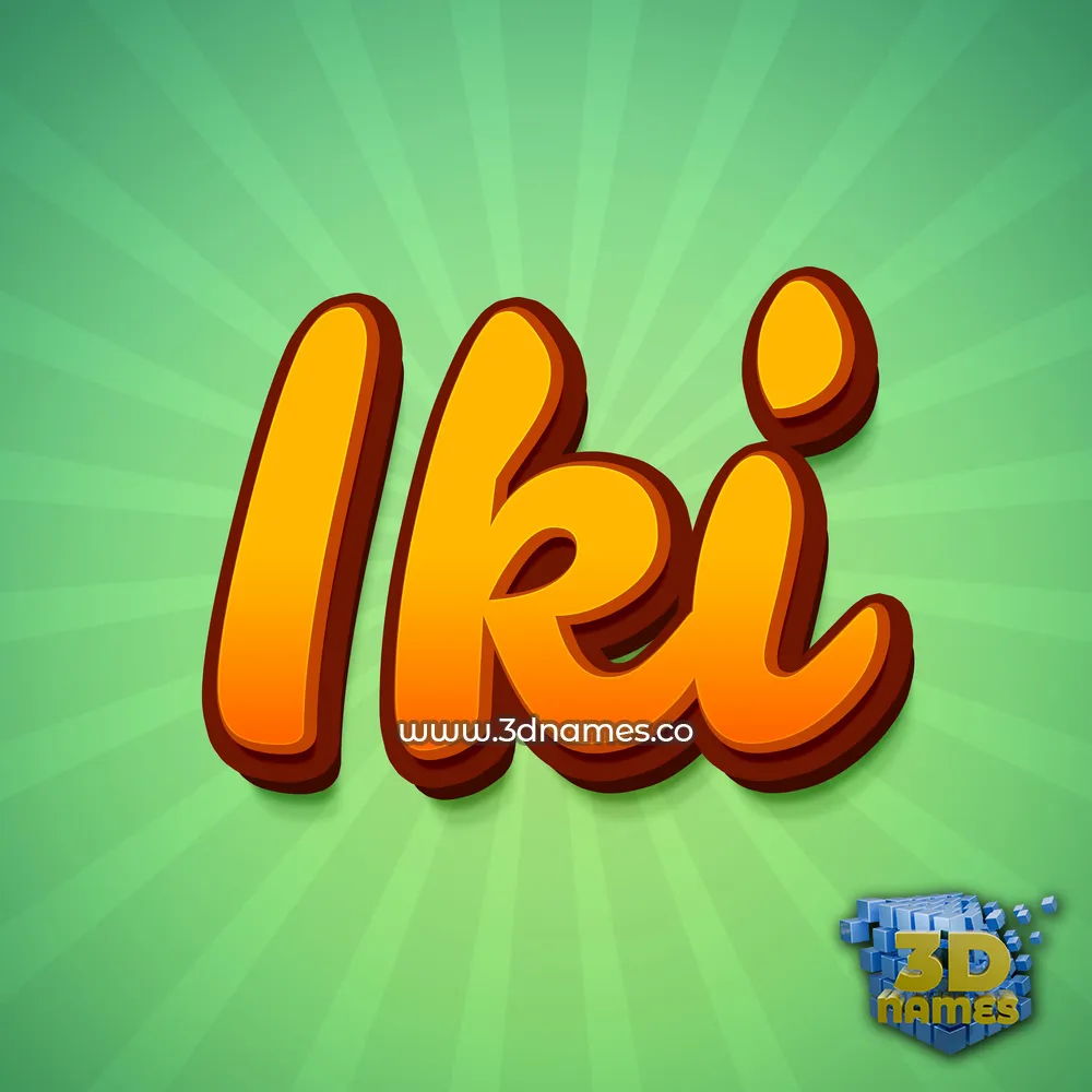 iki in Green Rays style - 3D name wallpaper