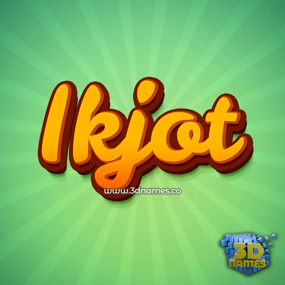 ikjot in Green Rays style - 3D name wallpaper