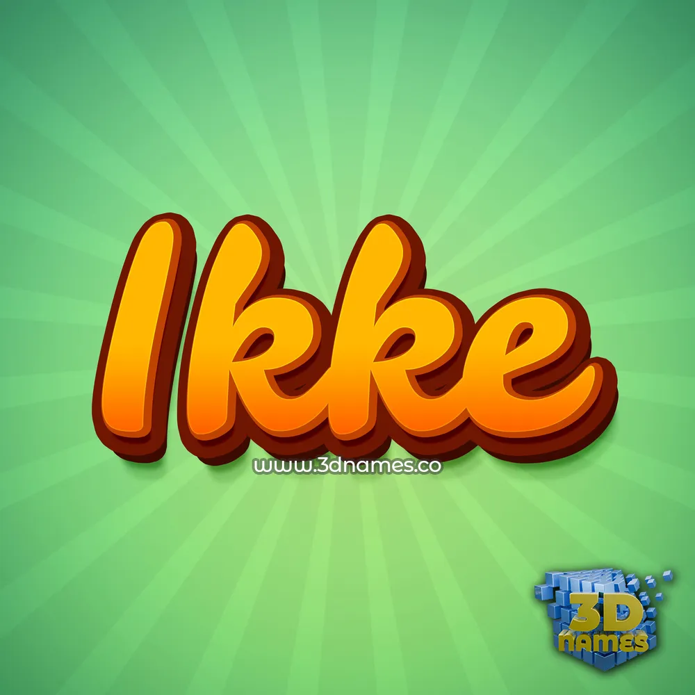 ikke in Green Rays style - 3D name wallpaper