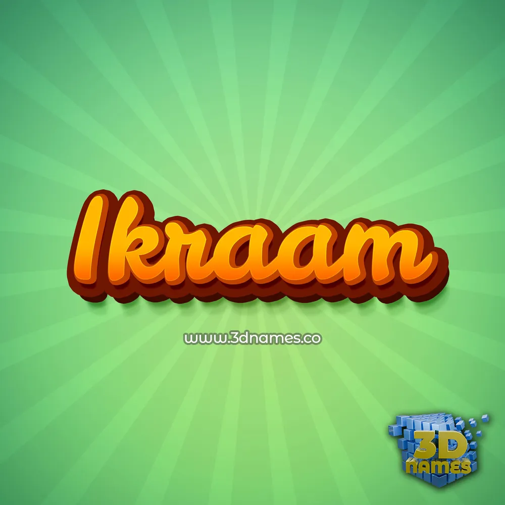 ikraam in Green Rays style - 3D name wallpaper