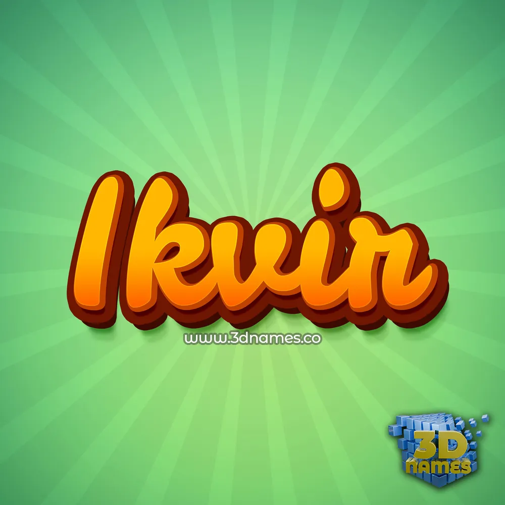 ikvir in Green Rays style - 3D name wallpaper