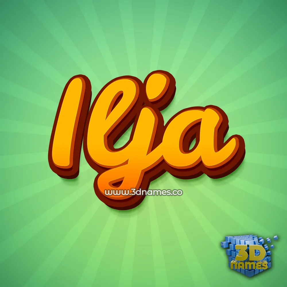 ilja in Green Rays style - 3D name wallpaper