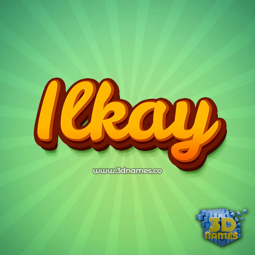 ilkay in Green Rays style - 3D name wallpaper