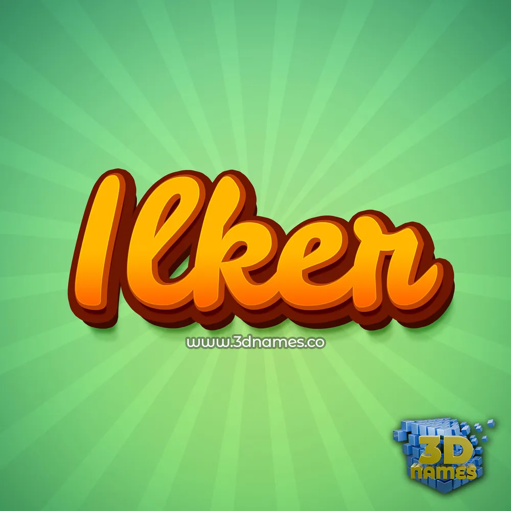 ilker in Green Rays style - 3D name wallpaper