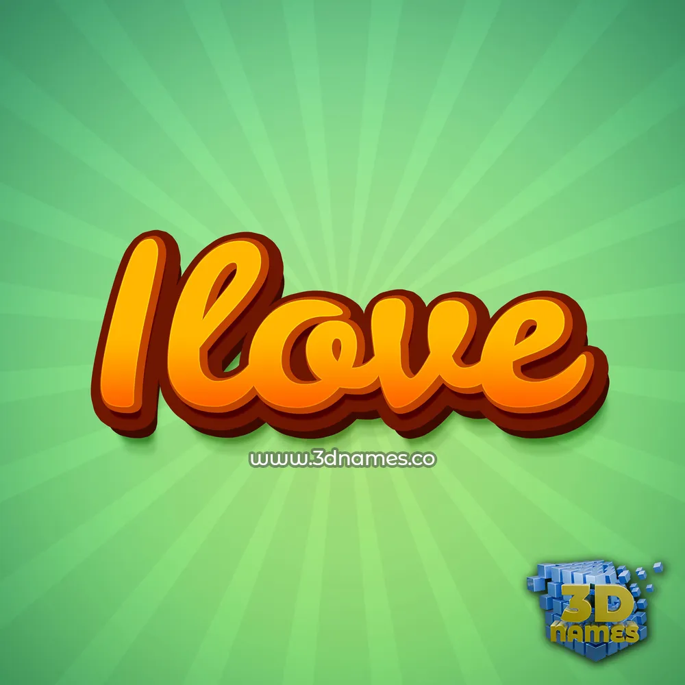 ilove in Green Rays style - 3D name wallpaper